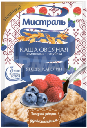 Каша овс. "Мистраль" Земляника-голубика Ягоды Карелии 40гр