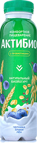 АктиБио Биойогурт обогащ. черник, 5злаков, сем. льна 1,6% 260г Бут.