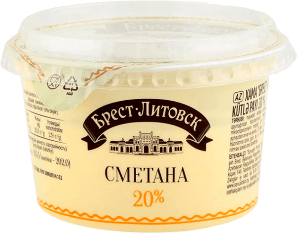 СМЕТАНА БРЕСТ-ЛИТОВСК П/СТ 180г 20%