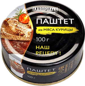 "Паштет из мяса курицы" EO 100г, ТМ ГЛАВПРОДУКТ