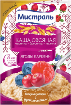 Каша овс. "Мистраль" Черника-брусника-малина Ягоды Карелии 40гр 1/25