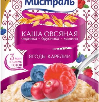 Каша овс. "Мистраль" Черника-брусника-малина Ягоды Карелии 40гр 1/25