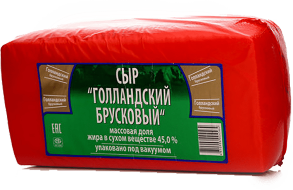 Сыр "Голландский брусковый" 45%, вес, ТМ "Крымская коровка" Здравушка