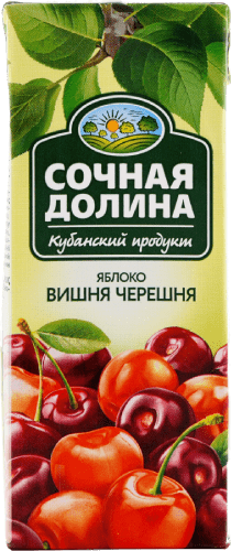 Сочная Долина 0,95л Сокосодержащий напиток из яблок, вишни и черешни осветленный