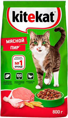 Kitekat Сух. 800г Мясной Пир