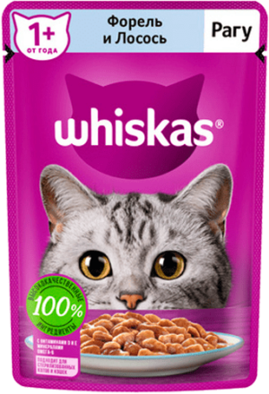 Whiskas Пауч 75г Рагу Форель/Лосось