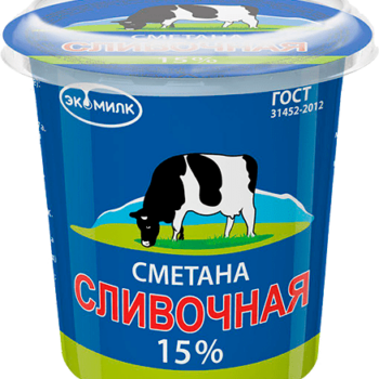 Эко Сметана Экомилк "СЛИВОЧНАЯ" мдж 15%  315 гр