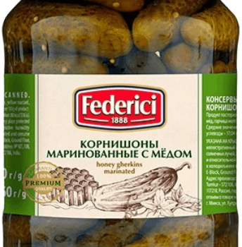 FEDERICI Корнишоны маринованные с медом 720 мл, уп х 6, ст/б