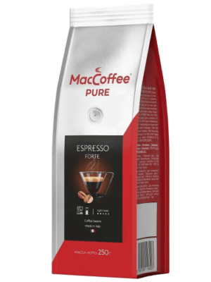 Кофе жар.натур в зернах 0,250 гр пак ТМ "MacCoffee PURE Espresso Forte"