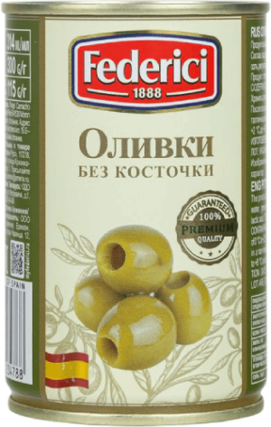 FEDERICI Оливки без косточки 300 г (уп. х 12) ж.б