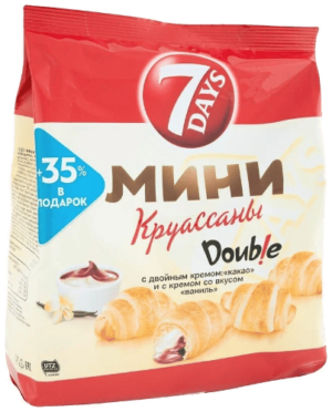 Круасcаны "7 Days" Мини DOUBLE Какао-Ваниль 265г